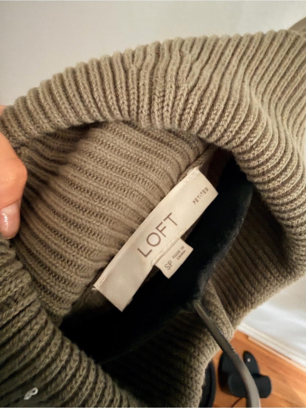 LOFT Ribbed Turtleneck Sweater in Olive Taupe - Picture 3 of 3